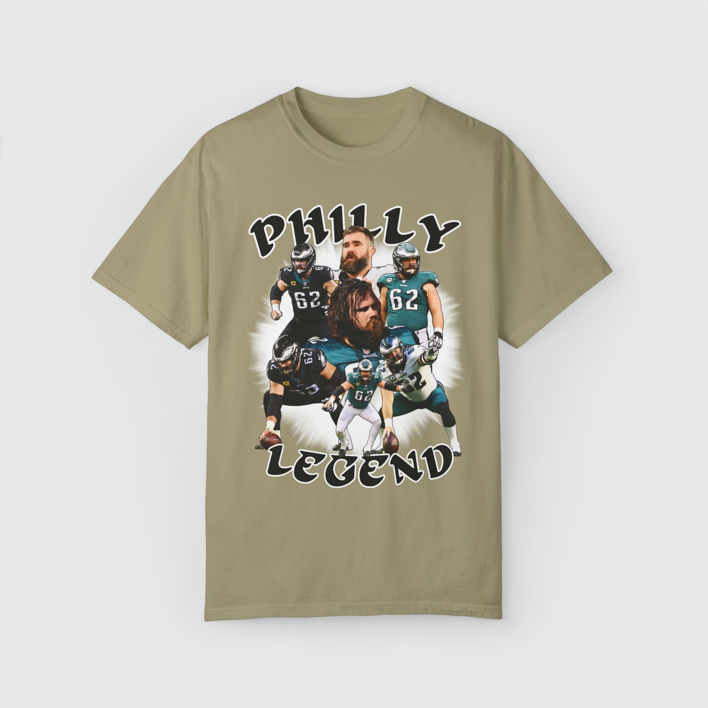 Jason Kelce Philly Legend Tee Product Pic Front Khaki