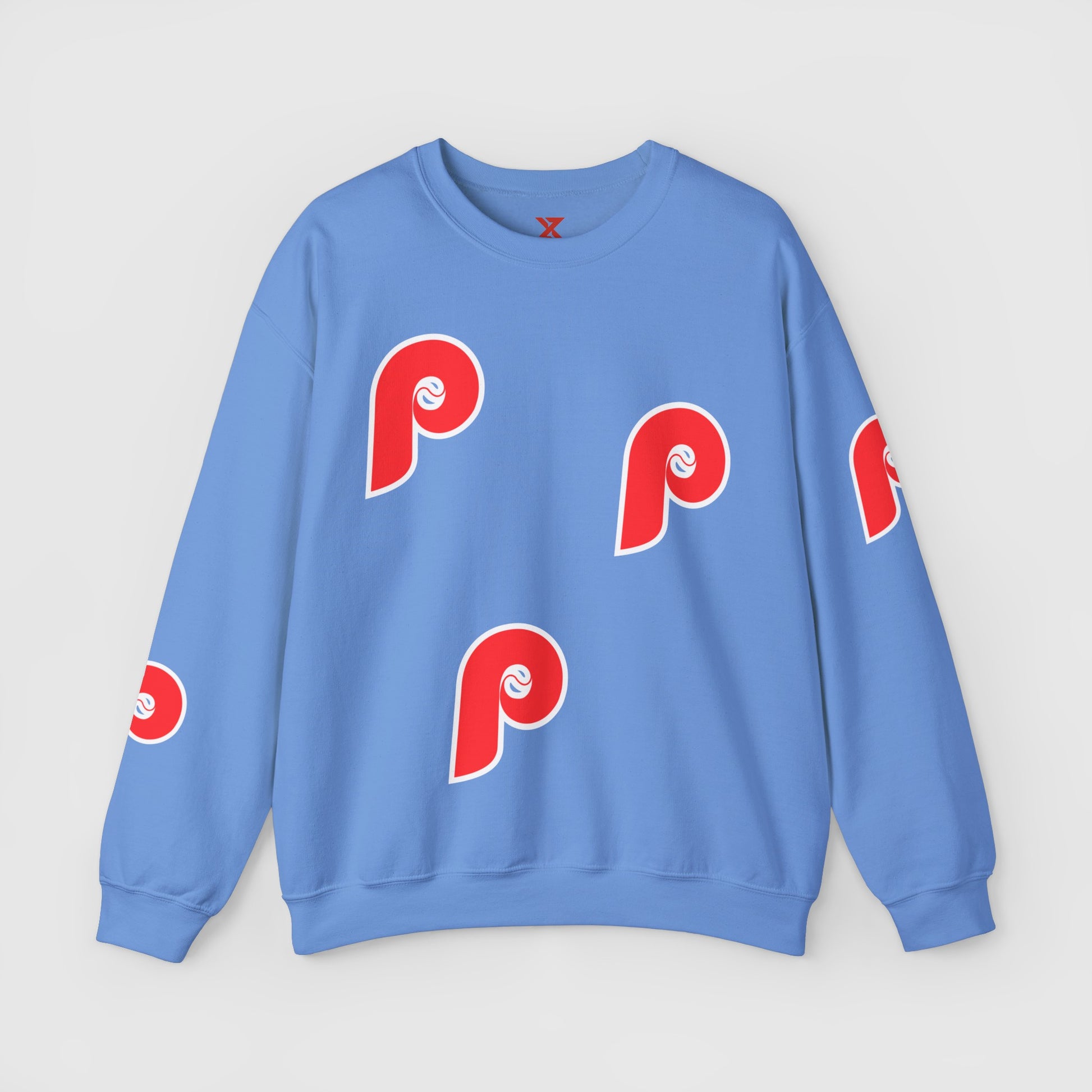 Phillies P Vintage Style Sweatshirt Product Pic Front Carolina Blue