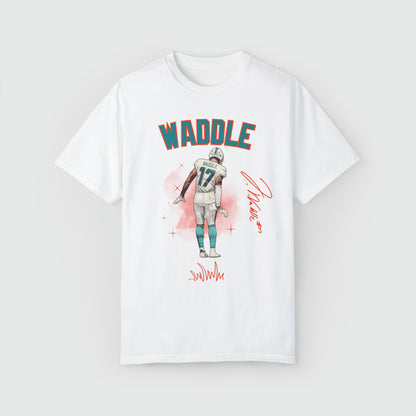 Jaylen Waddle Signature Ink Art Tee Product Pic Front White