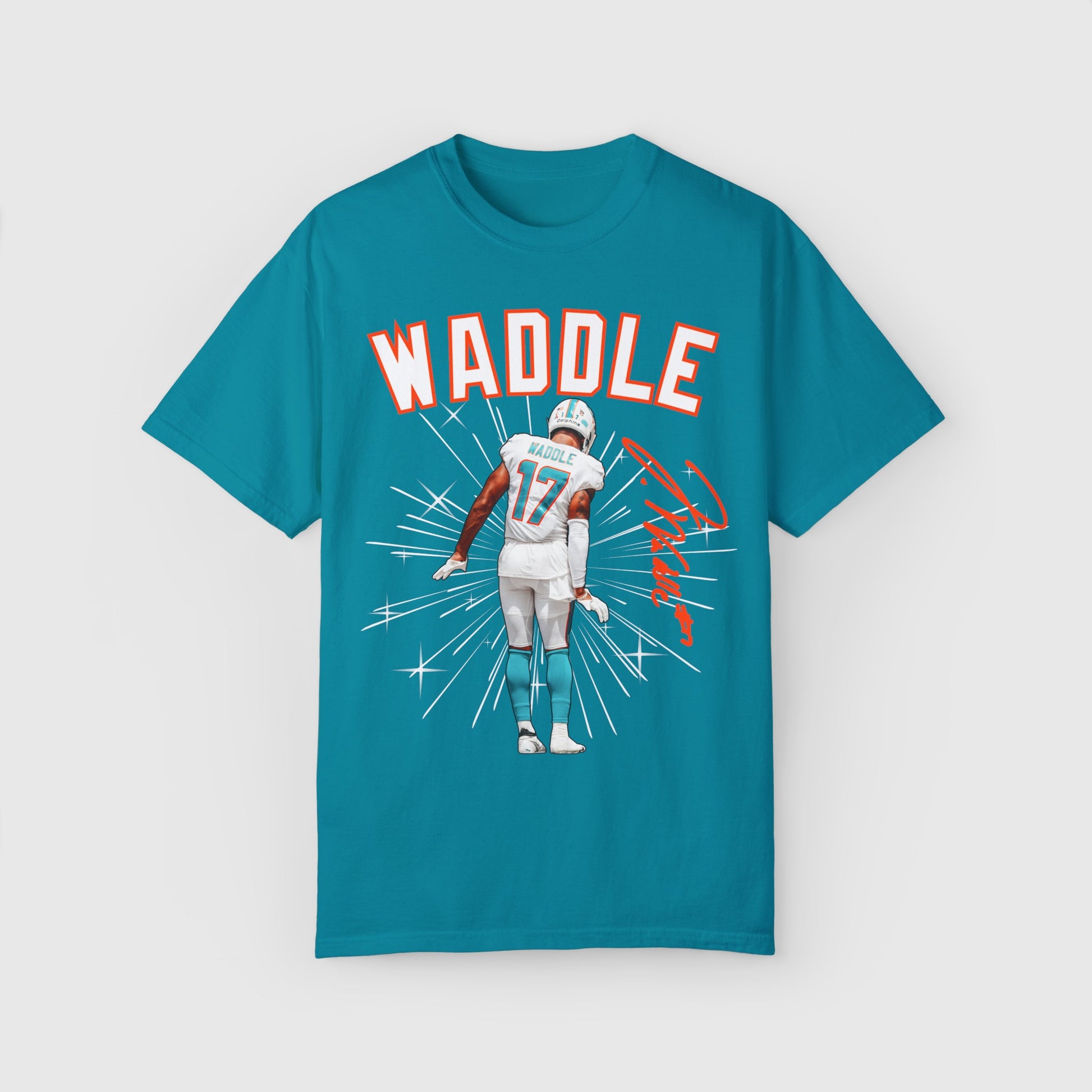 Jaylen Waddle Signature Tee Product Pic Front Topaz Blue