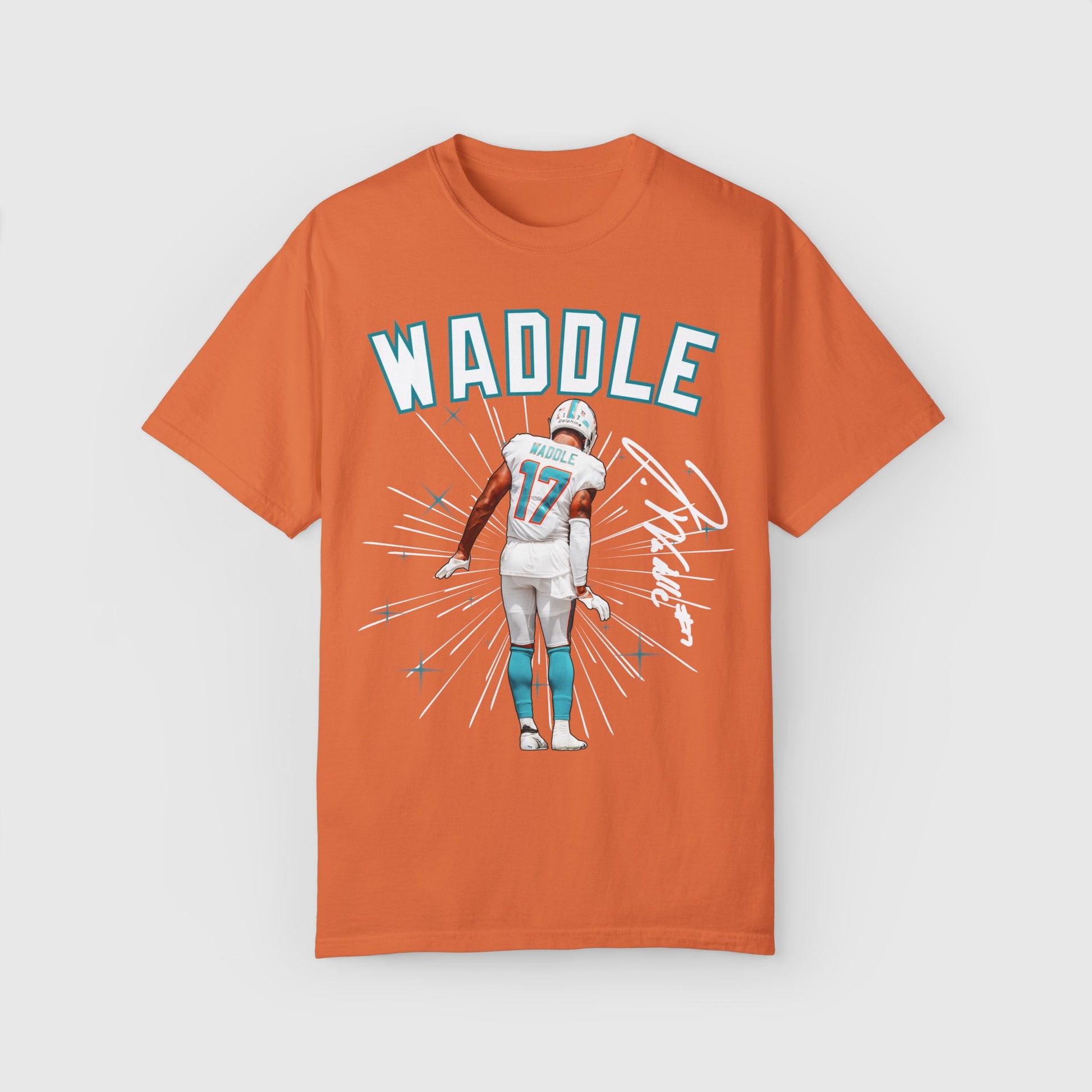 Jaylen Waddle Signature Tee Product Pic Front Burnt Orange