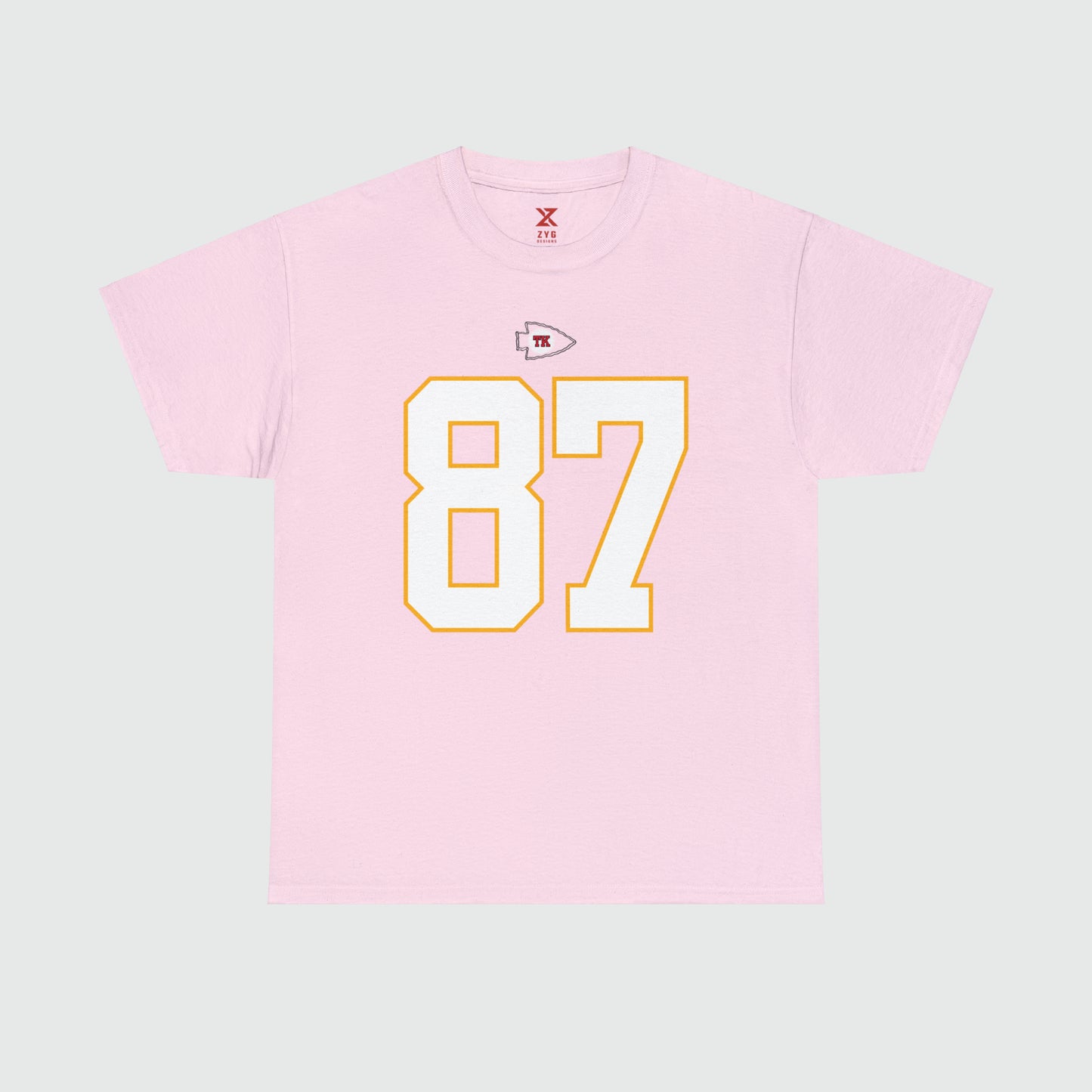 Travis Kelce Jersey Tee Front Light Pink