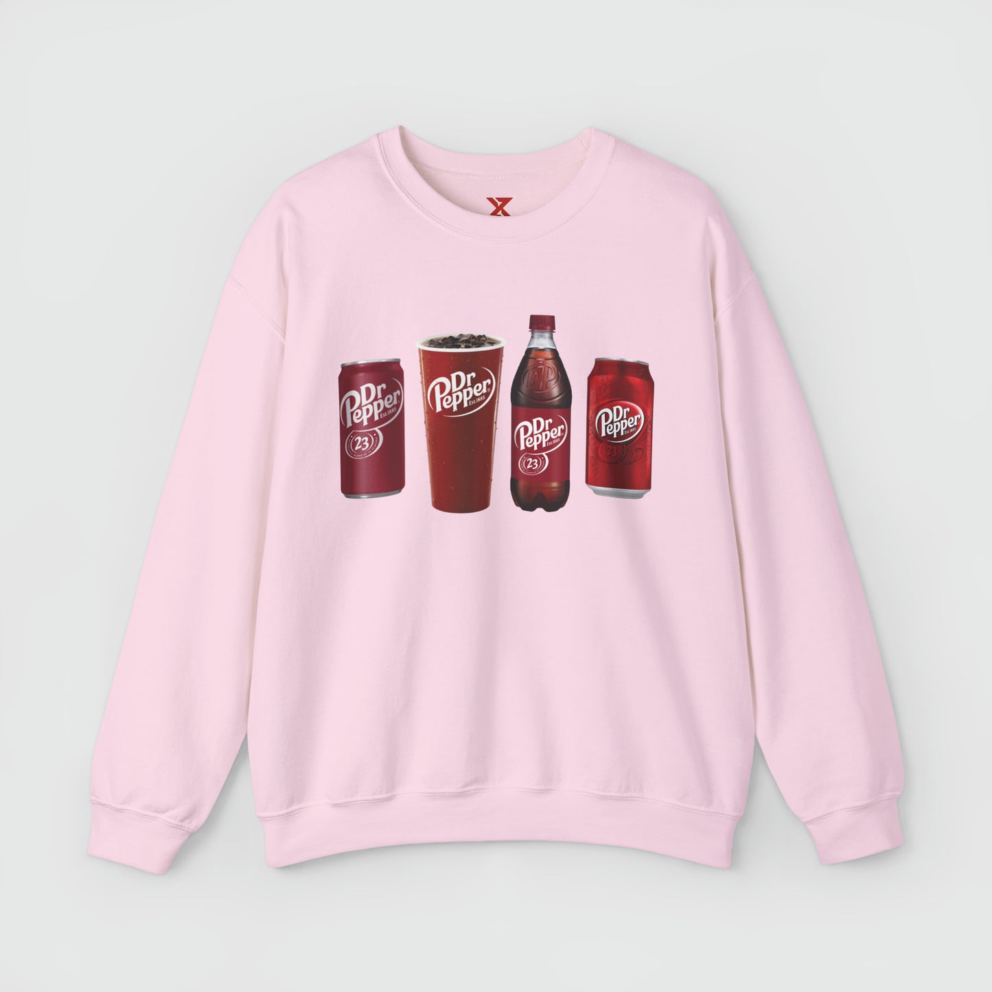 Dr Pepper Crewneck Product Pic Front Light Pink