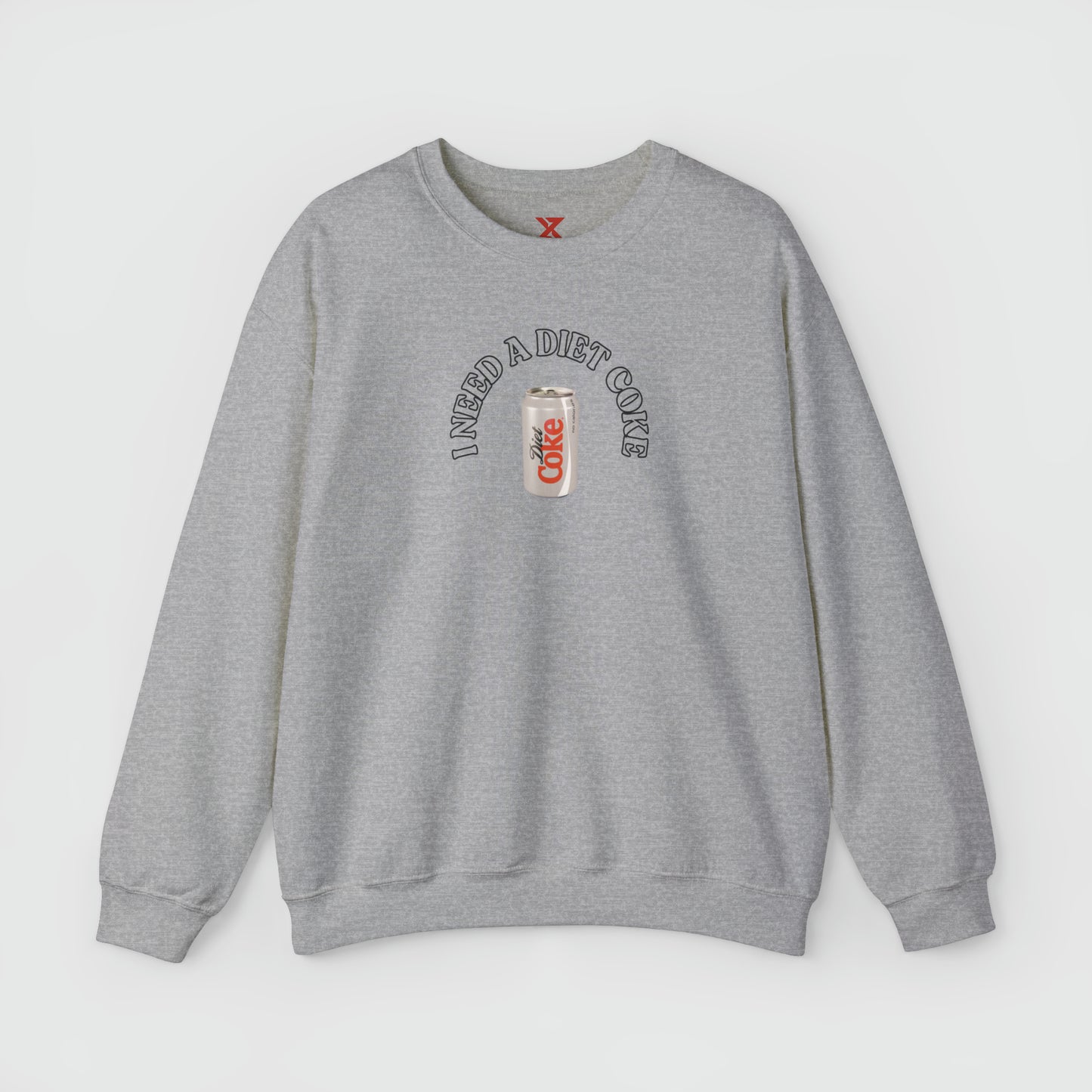 I Need A Diet Coke Crewneck Product Pic Front Light Grey