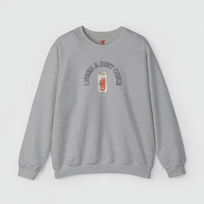 I Need A Diet Coke Crewneck Product Pic Front Light Grey