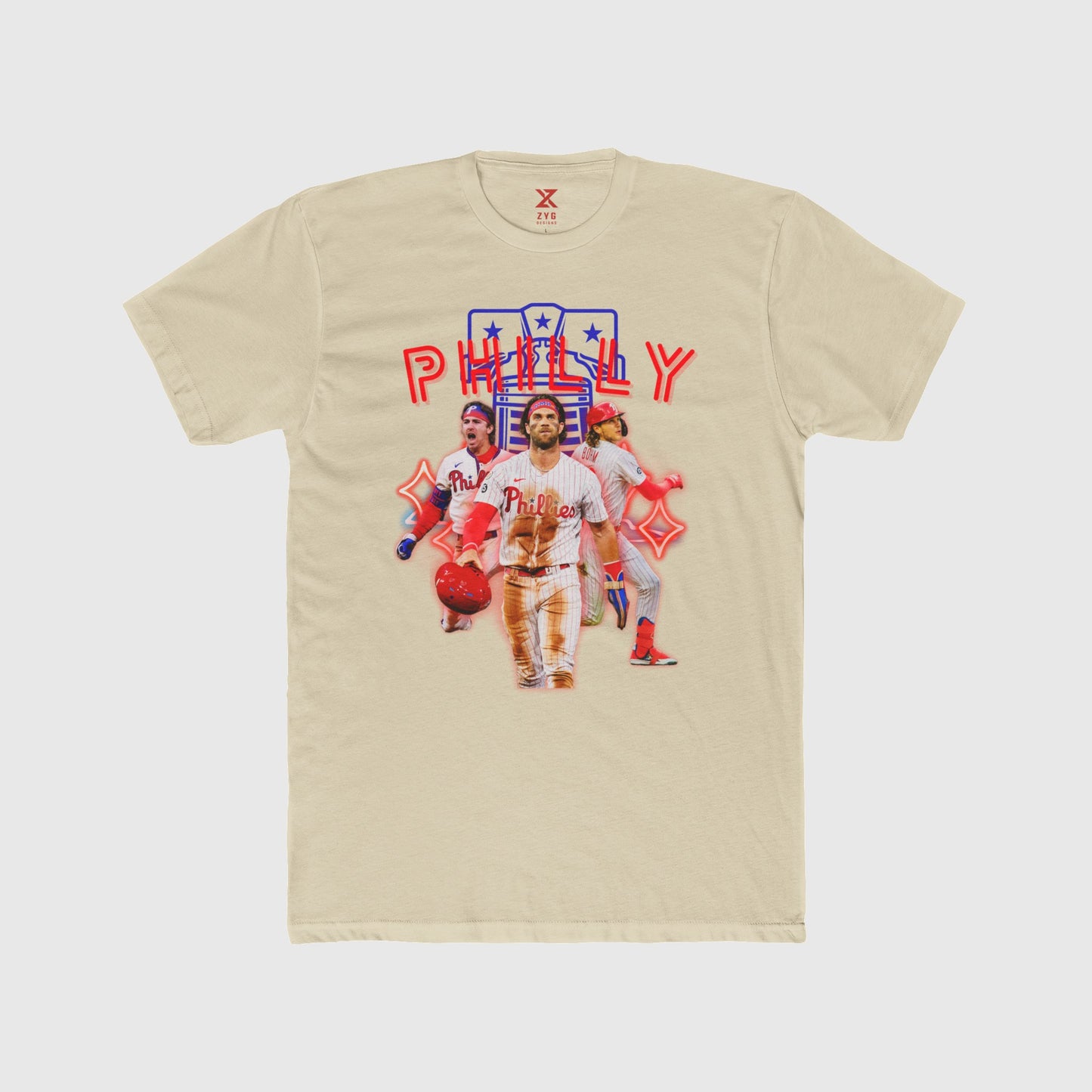 Phillies Neon Trio Tee Product Pic Front Cream