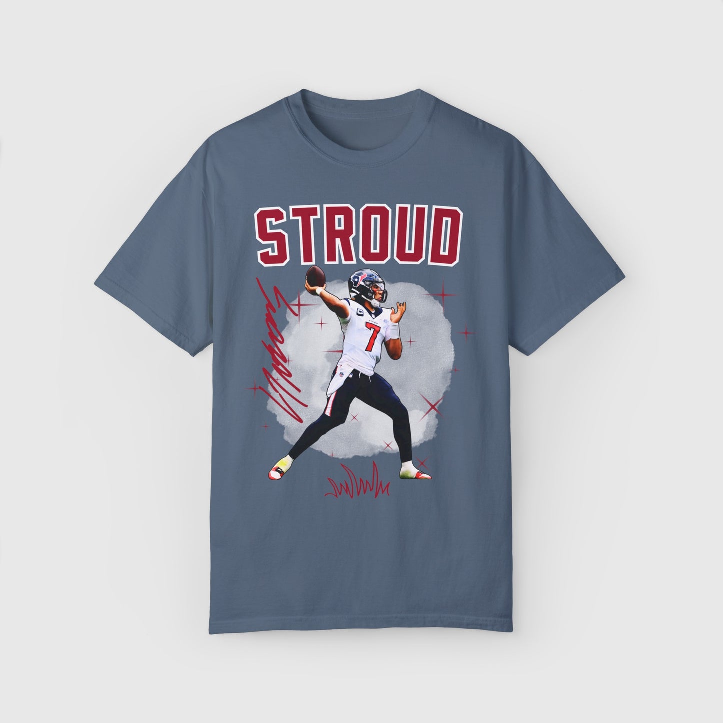 C.J Stroud Signature Tee Product Pic Front Blue Jean