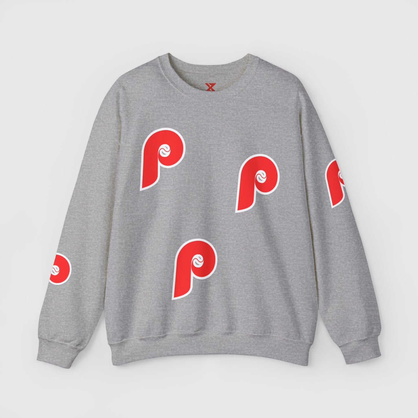 Phillies P Vintage Style Sweatshirt Product Pic Front Sport Grey