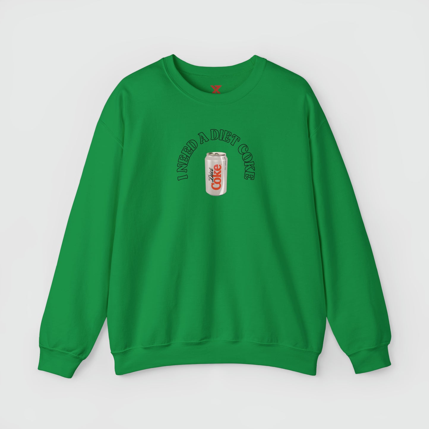 I Need A Diet Coke Crewneck Product Pic Front Irish Green