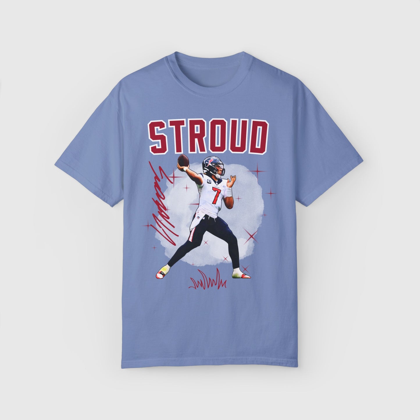 C.J Stroud Signature Tee Product Pic Front Washed Denim