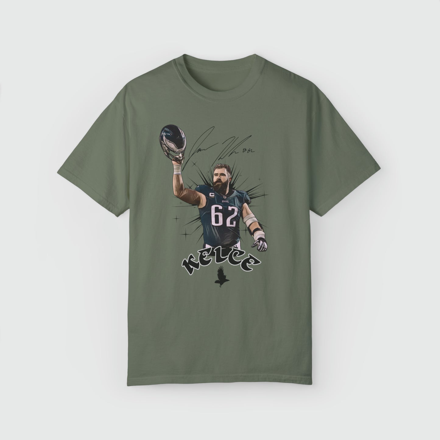 Jason Kelce Signature Ink Art Tee Product Pic Front Moss