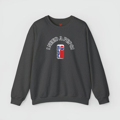 I Need A Pepsi Crewneck Front Dark Heather