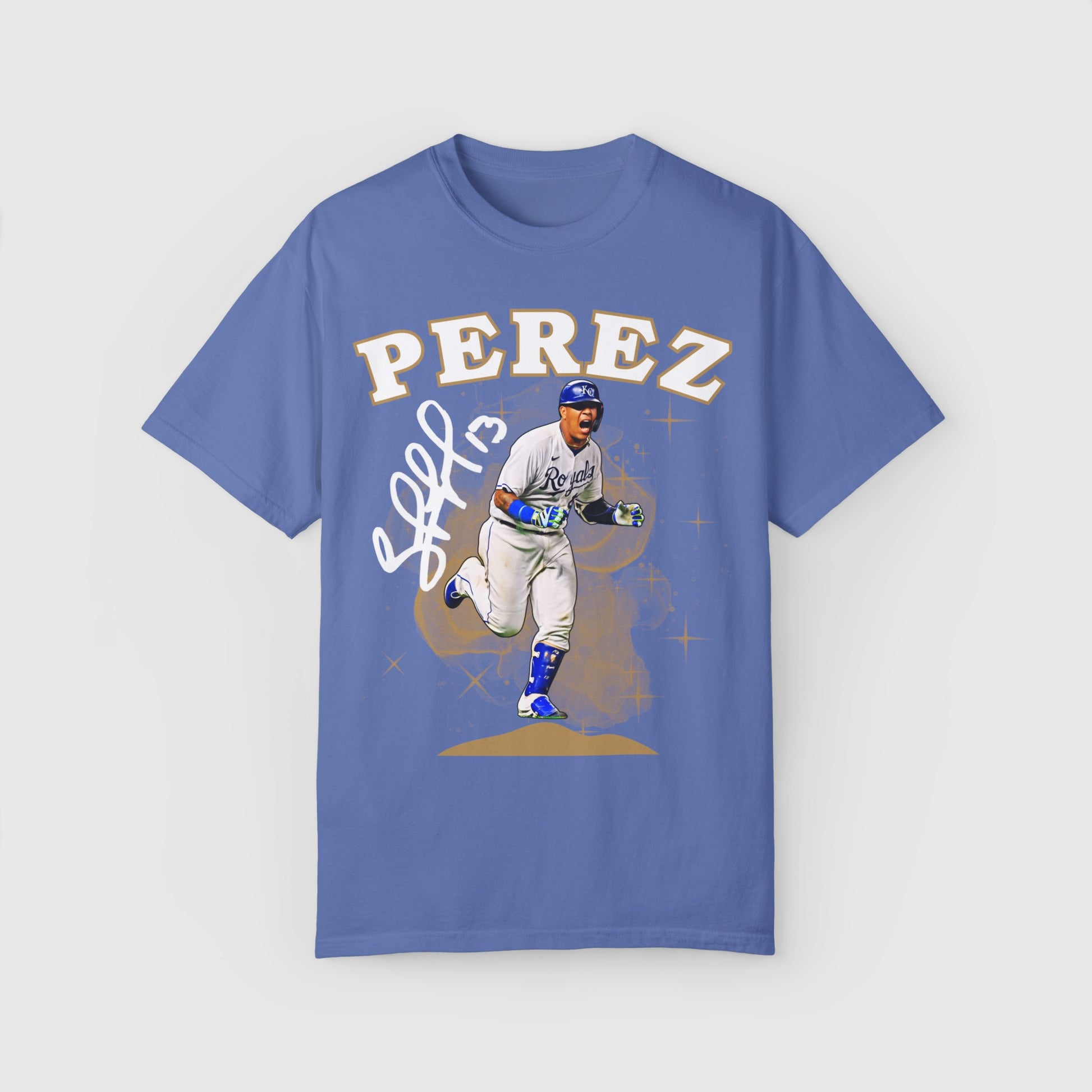 Salvador Perez Signature Tee Kansas City Royals Product Pic Front Mystic Blue