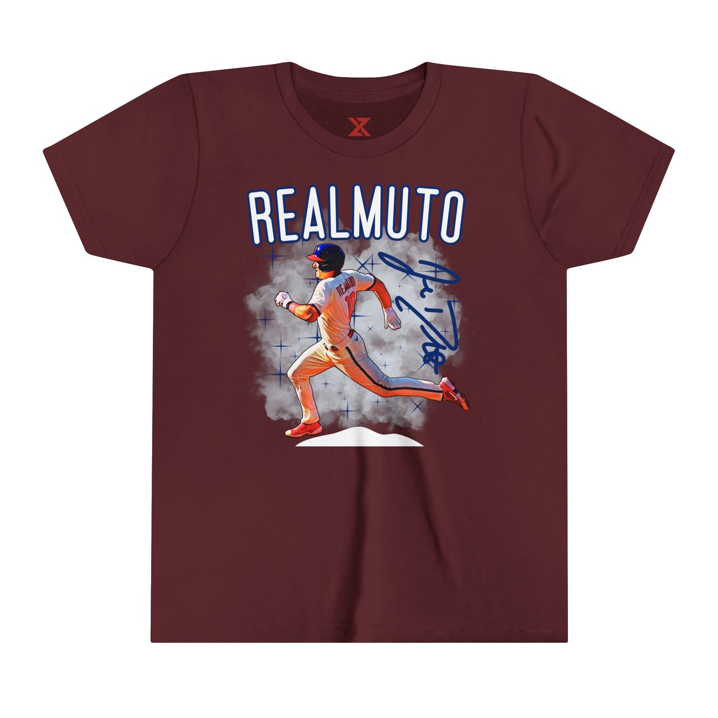 Kids J.T. Realmuto Signature Tee Product Pic Front Maroon