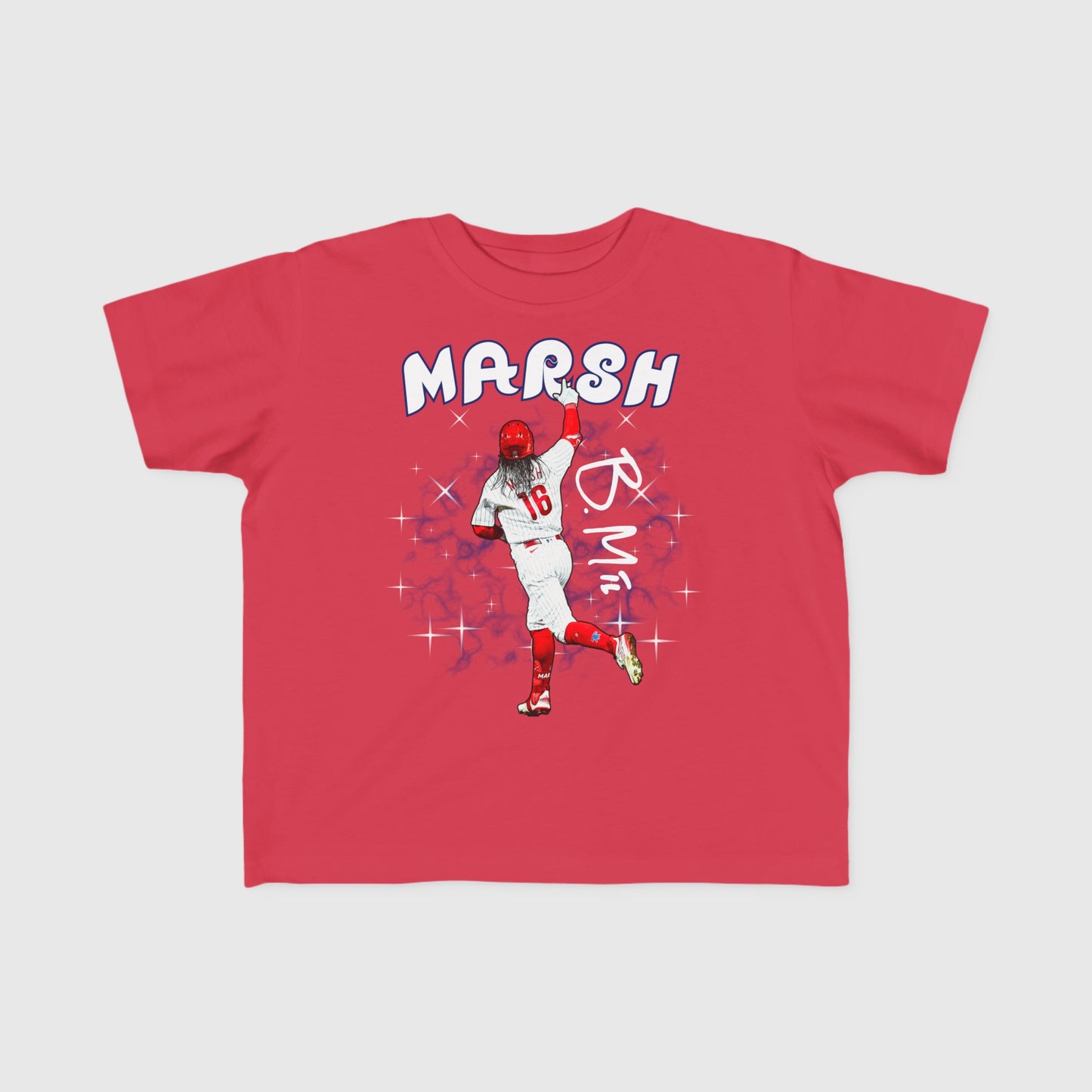 Toddler Brandon Marsh Signature Jersey Tee Product Pic Front Red