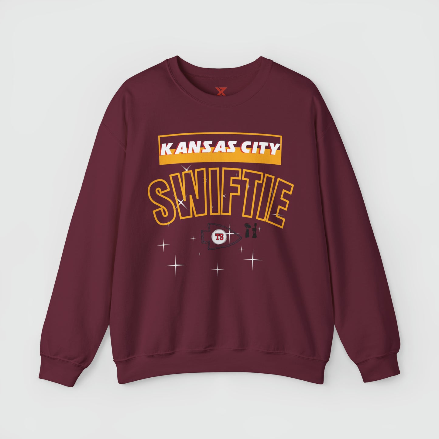 Kansas City Swiftie Retro Crewneck Product Pic Front Maroon