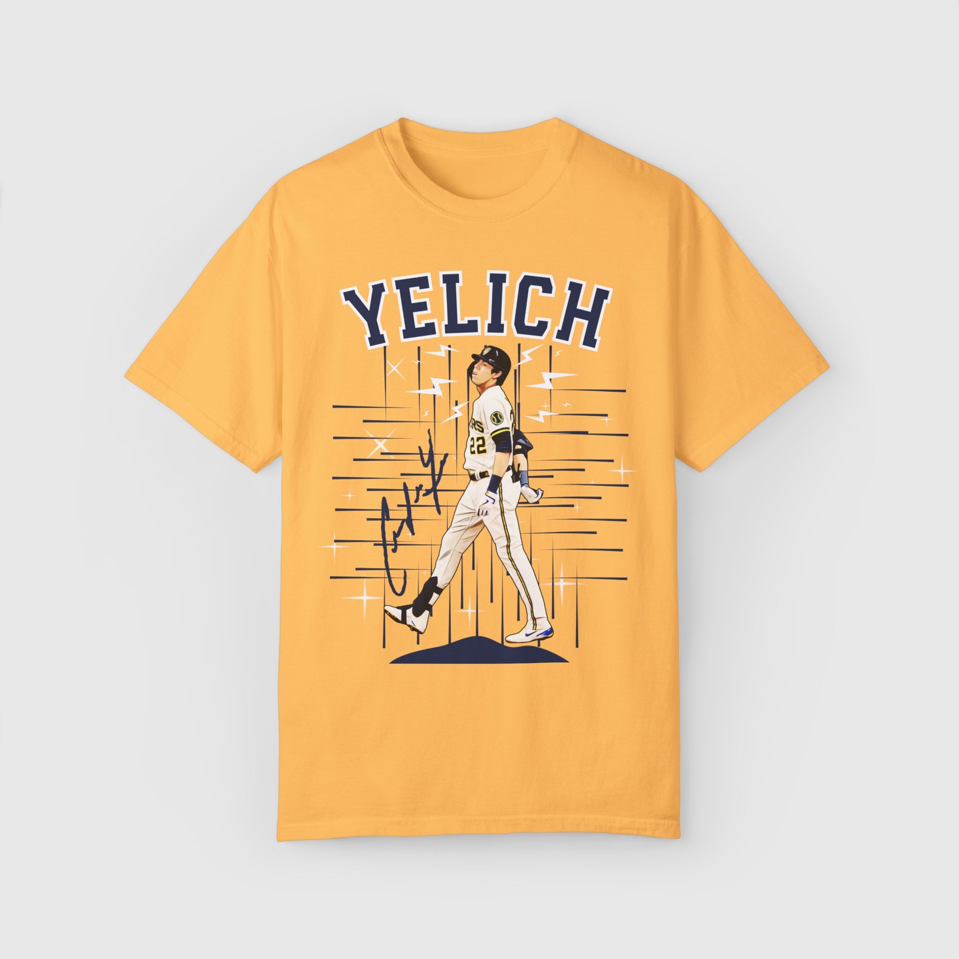 Christian Yelich Signature Ink Art Tee Product Pic Front Citrus