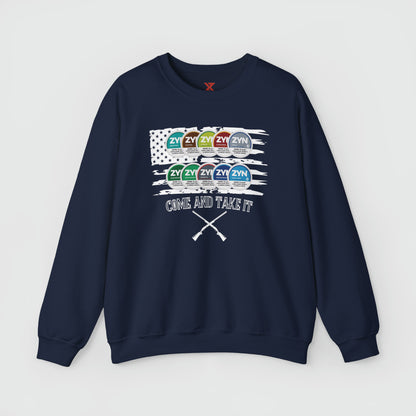 ZYN Come & Take It Crewneck Product Pic Front Navy