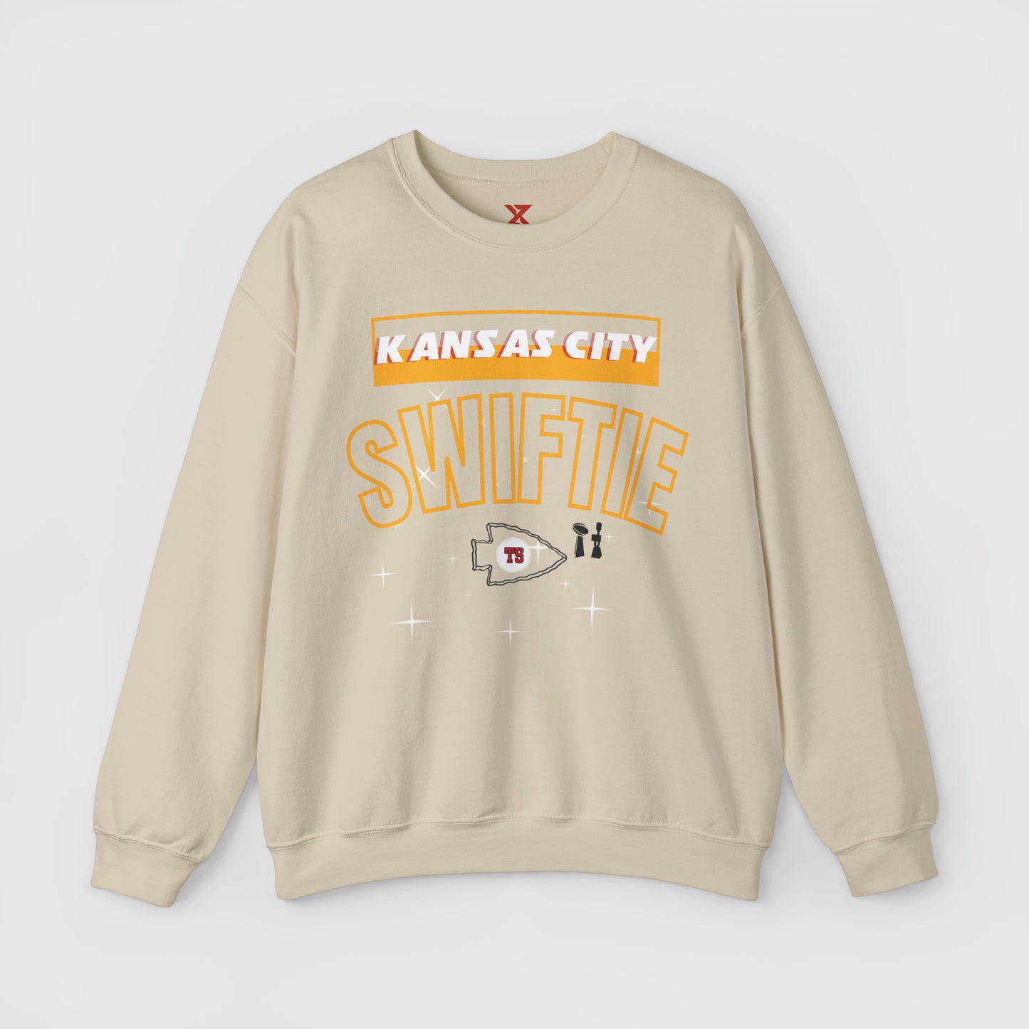 Kansas City Swiftie Retro Crewneck Product Pic Front Sand