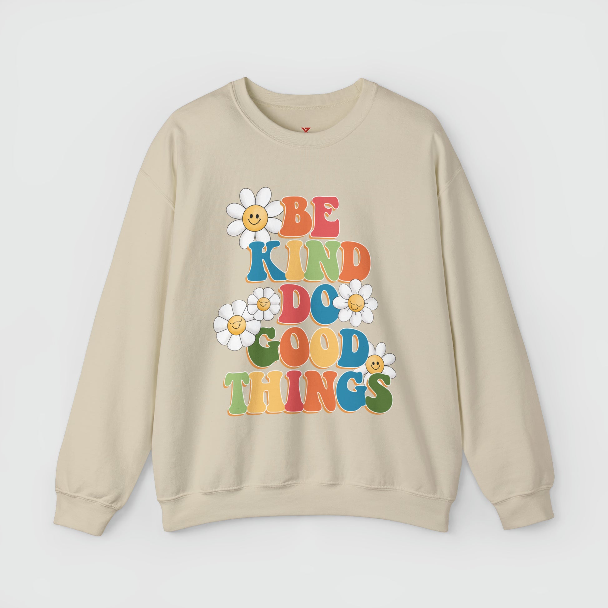 Be Kind Do Good Things Crewneck Product Pic Front Sand