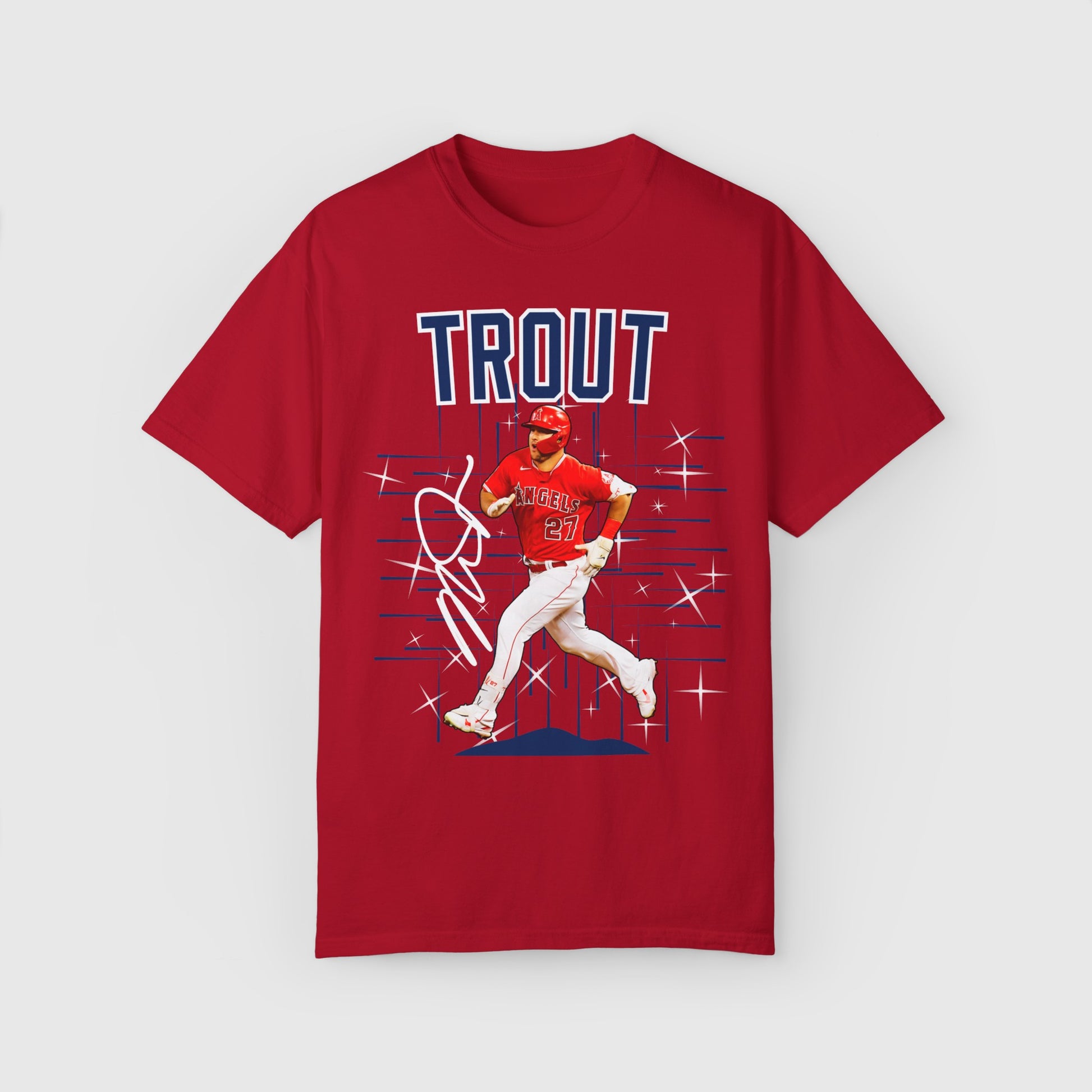 Mike Trout Signature Tee Product Pic Front Red