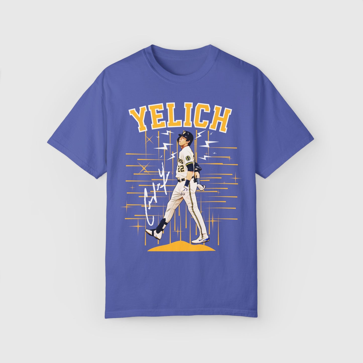 Christian Yelich Signature Ink Art Tee Product Pic Front Periwinkle