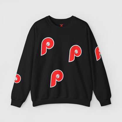 Phillies P Vintage Style Sweatshirt Product Pic Front Black