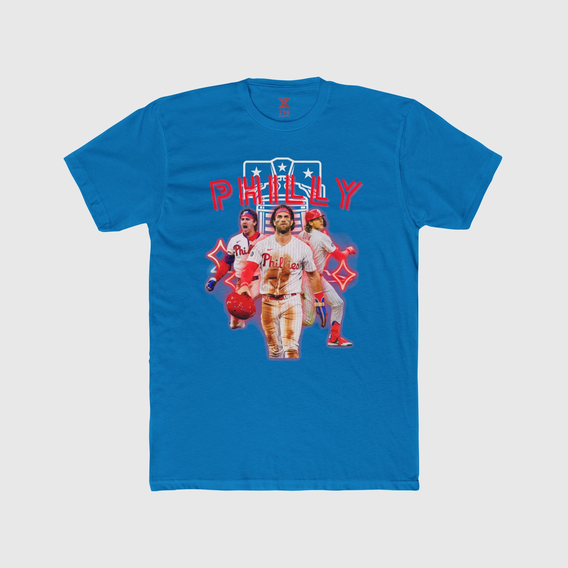 Phillies Neon Trio Tee Product Pic Front Turquoise 