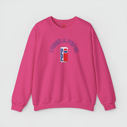 I Need A Pepsi Crewneck Front Heliconia