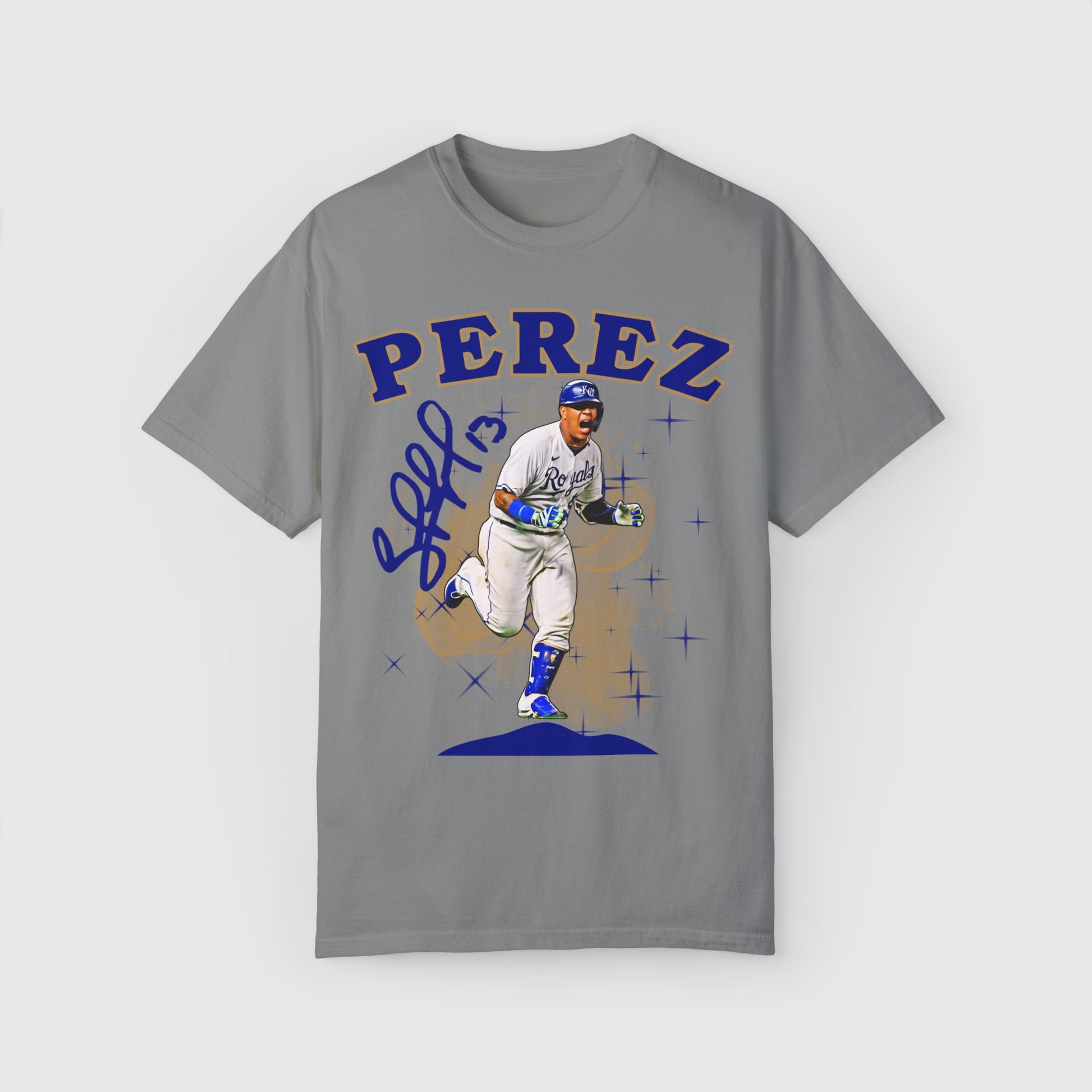 Salvador Perez Signature Tee Kansas City Royals Product Pic Front Granite