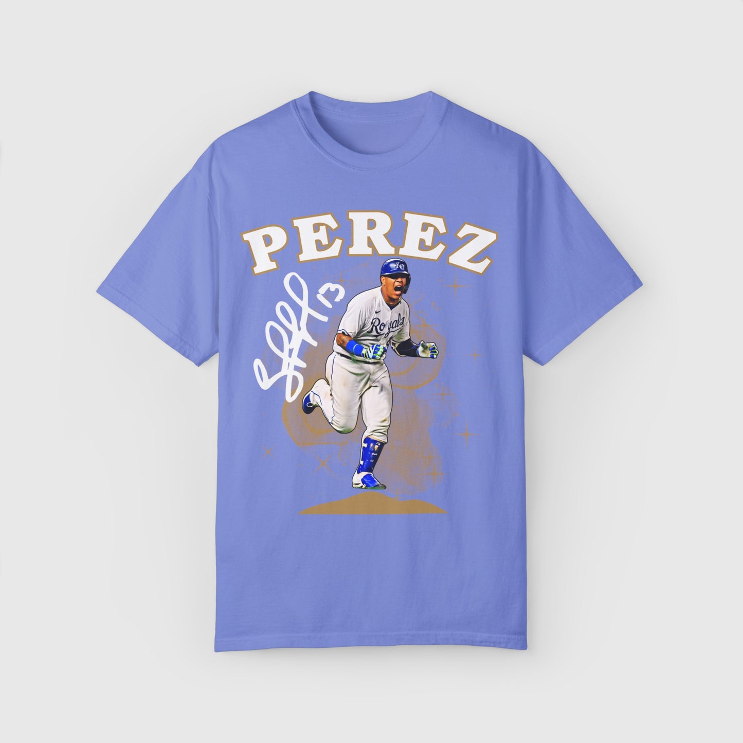 Salvador Perez Signature Tee Kansas City Royals Product Pic Front Flo Blue