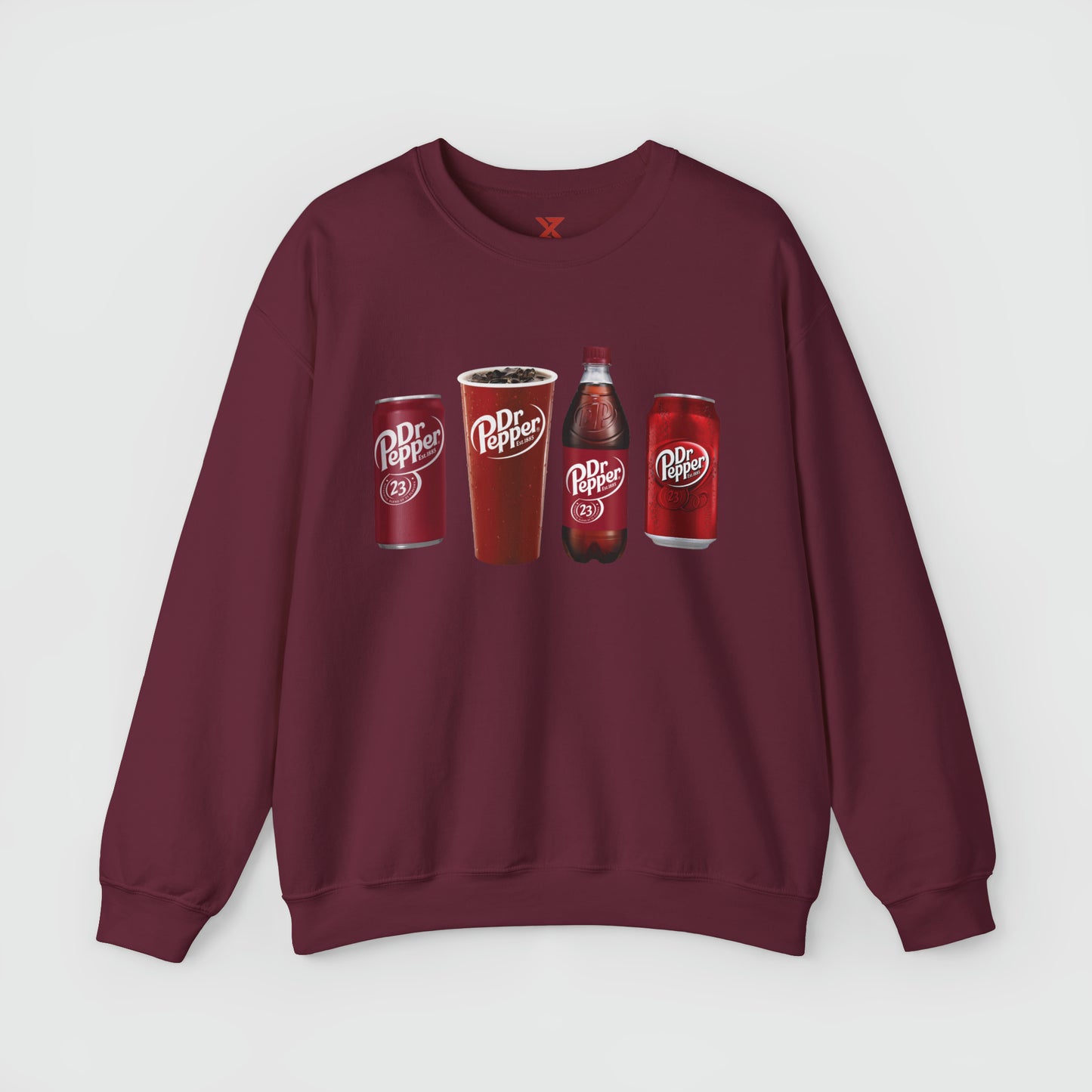 Dr Pepper Crewneck Product Pic Front Maroon