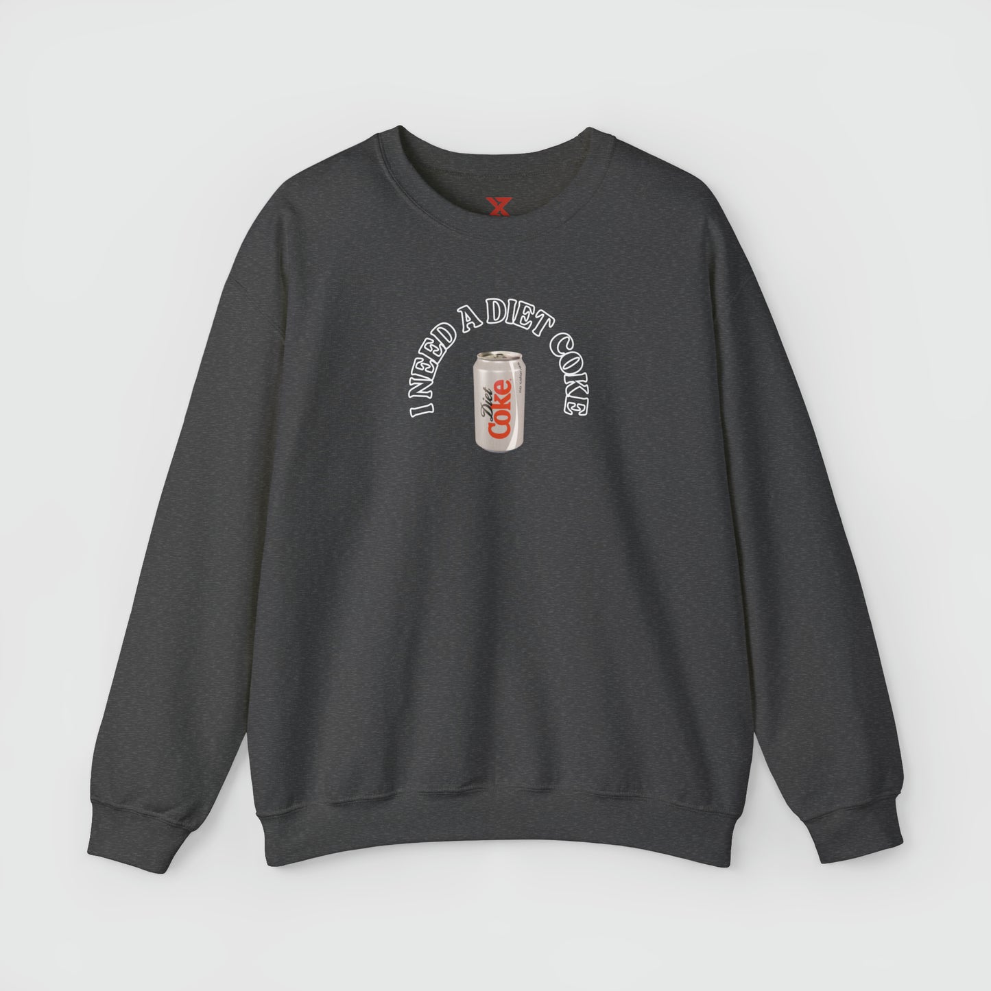 I Need A Diet Coke Crewneck Product Pic Front Dark Heather