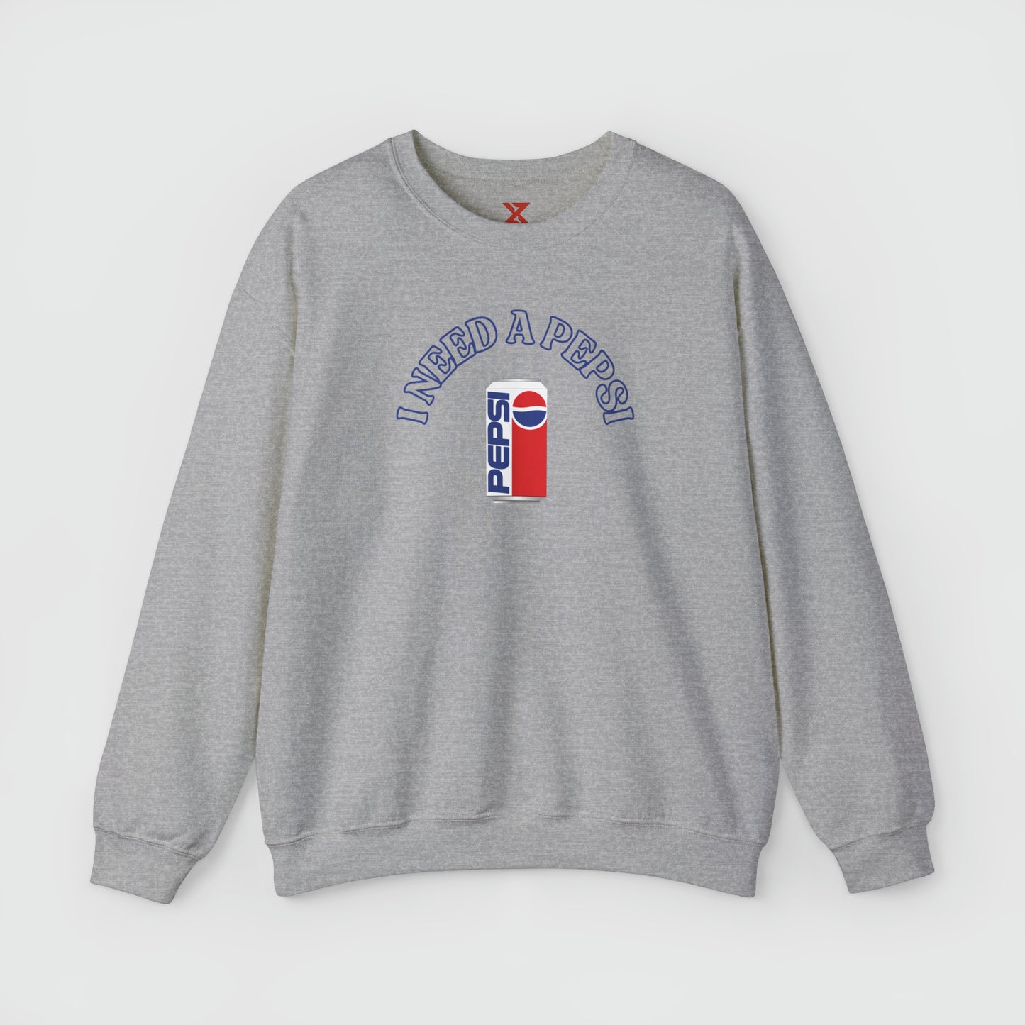 I Need A Pepsi Crewneck Front Sport Grey