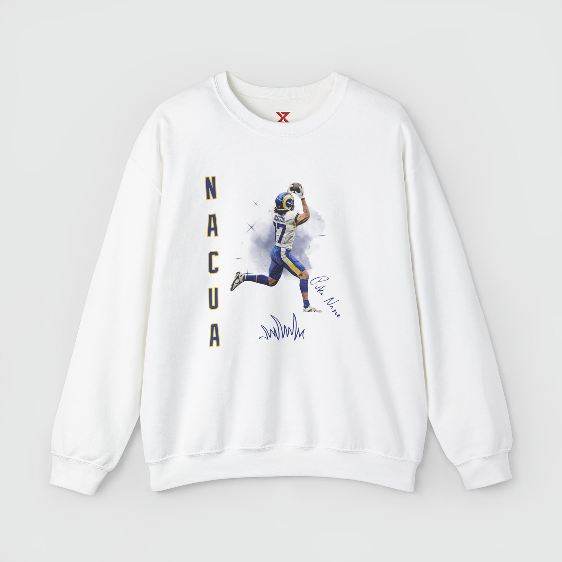 Puka Nacua Signature Ink Art Crewneck Product Pic Front White