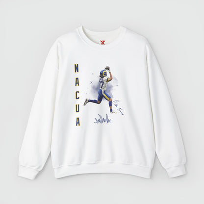 Puka Nacua Signature Ink Art Crewneck Product Pic Front White