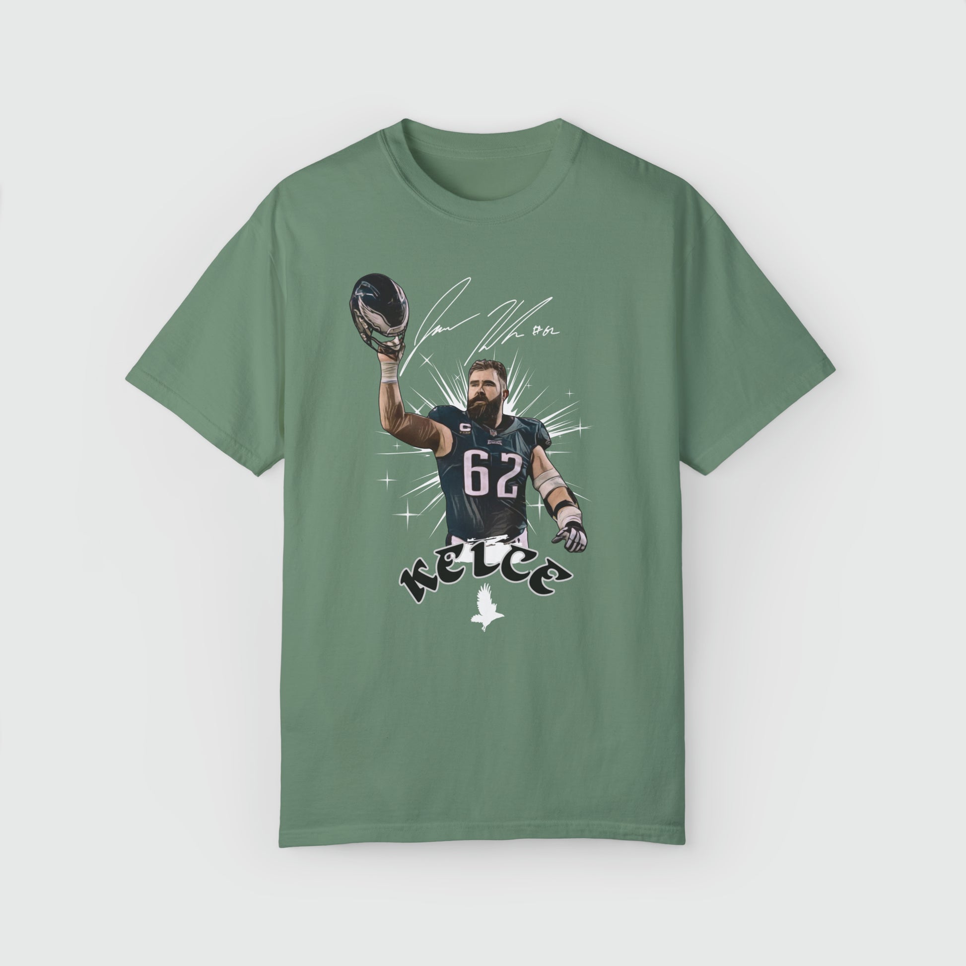 Jason Kelce Signature Ink Art Tee Product Pic Front Light Green