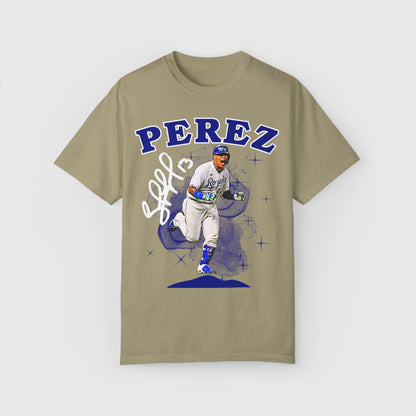 Salvador Perez Signature Tee Kansas City Royals Product Pic Front Khaki