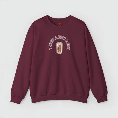 I Need A Diet Coke Crewneck Product Pic Front Maroon