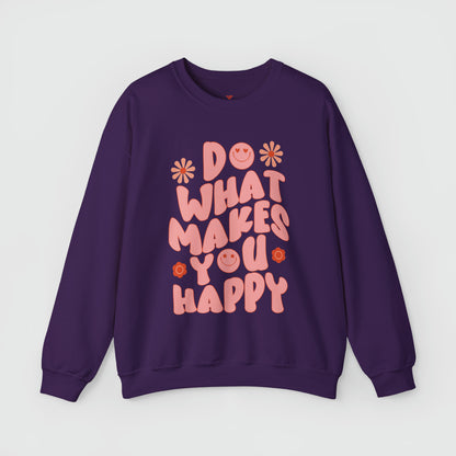 Do What Makes You Happy Crewneck Product Pic Front Purple