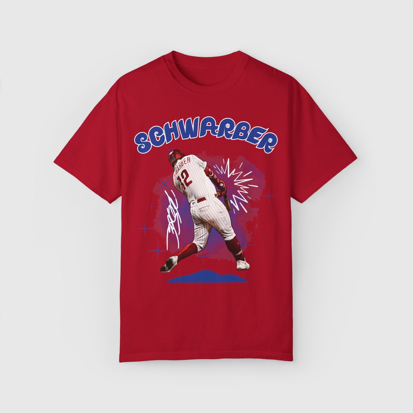 Kyle Schwarber Signature Ink Art Tee Product Pic Red