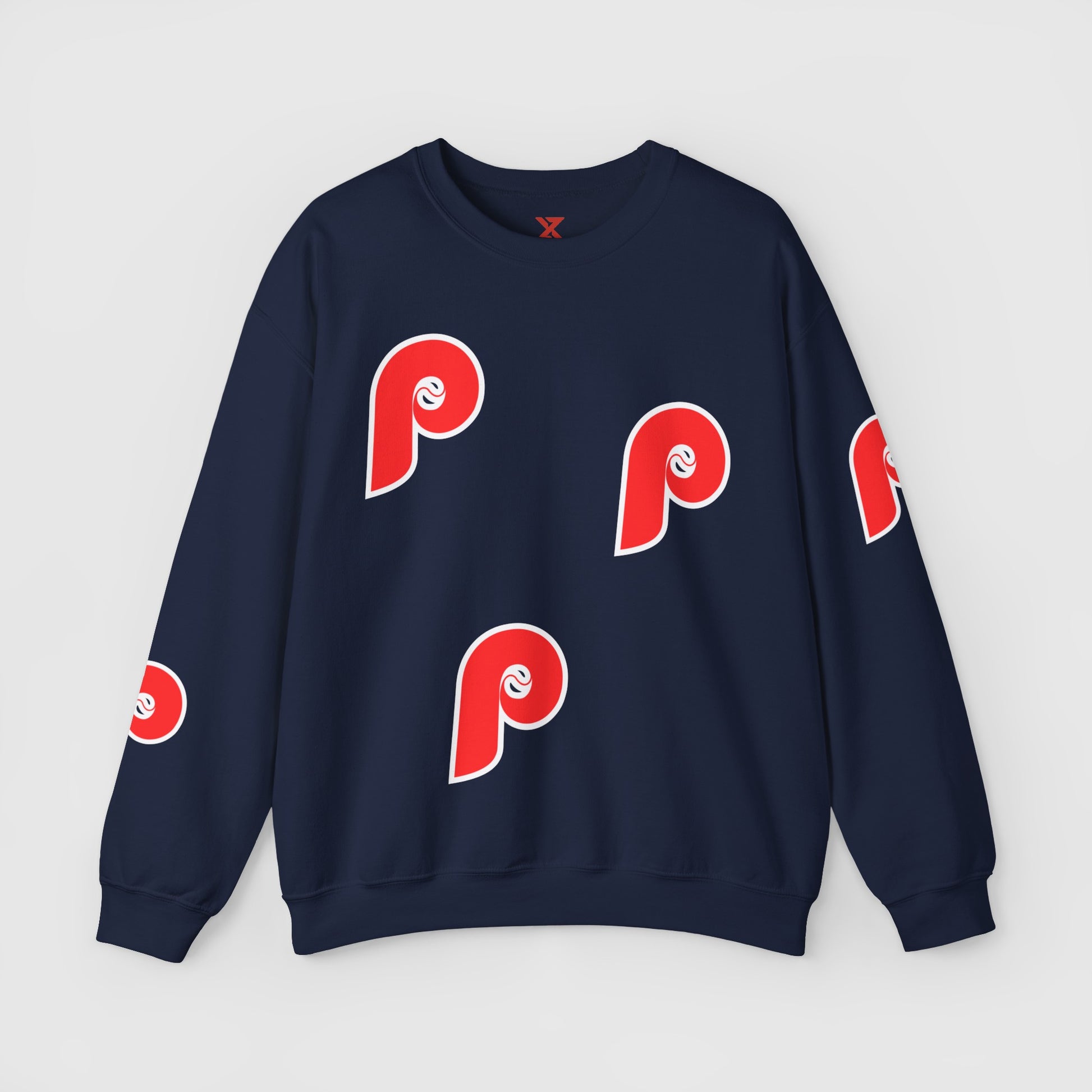 Phillies P Vintage Style Sweatshirt Product Pic Front Navy