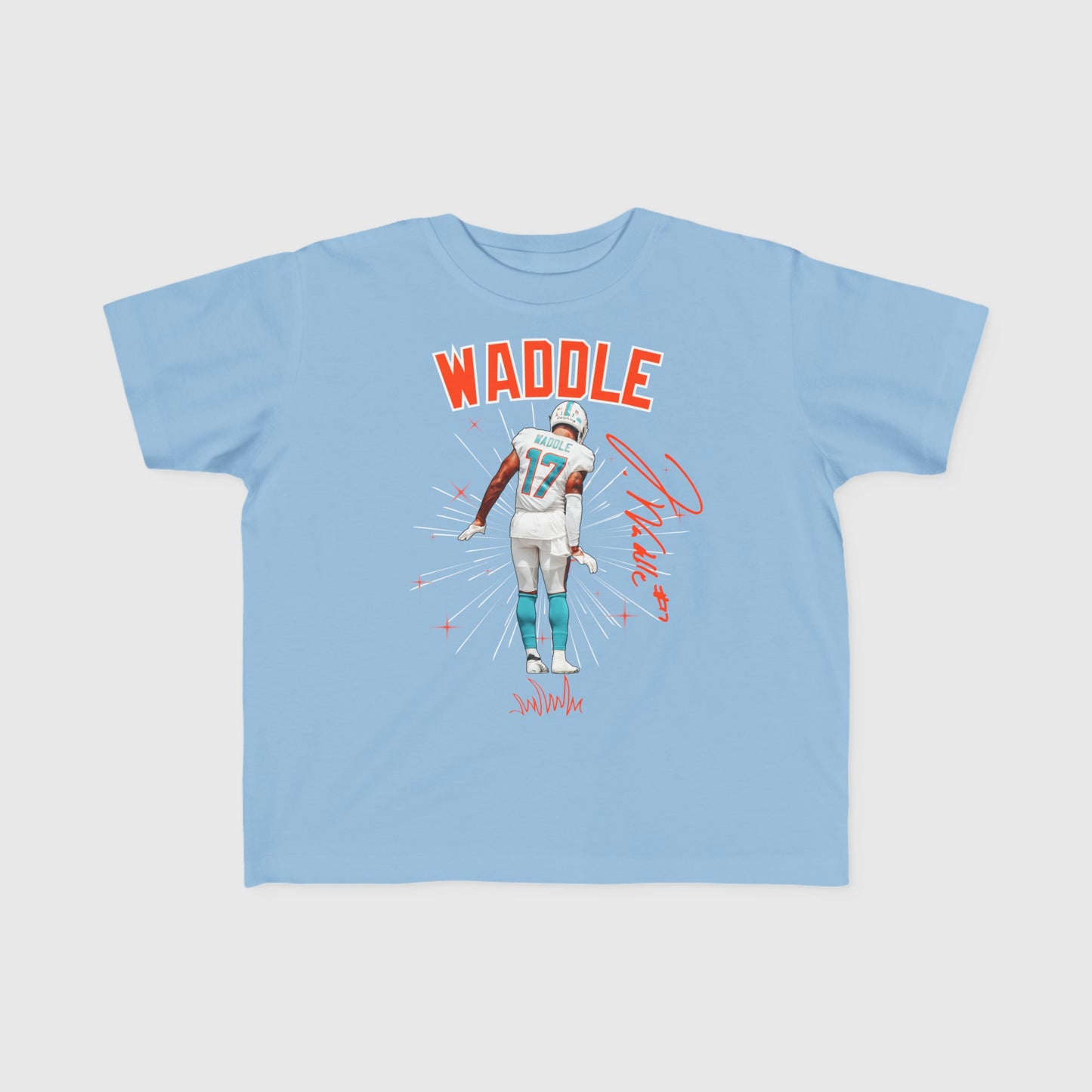 Youth Jaylen Waddle Signature Tee Product Pic Front Light Blue