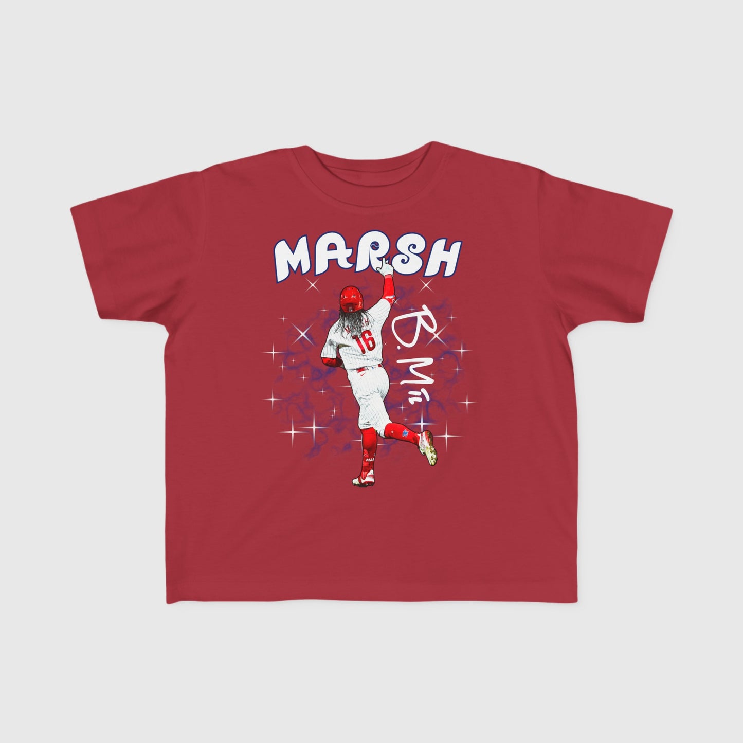 Toddler Brandon Marsh Signature Jersey Tee Product Pic Front Garnet