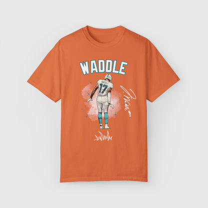 Jaylen Waddle Signature Ink Art Tee Product Pic Front Burnt Orange