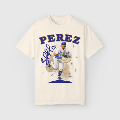 Salvador Perez Signature Tee Kansas City Royals Product Pic Front Ivory