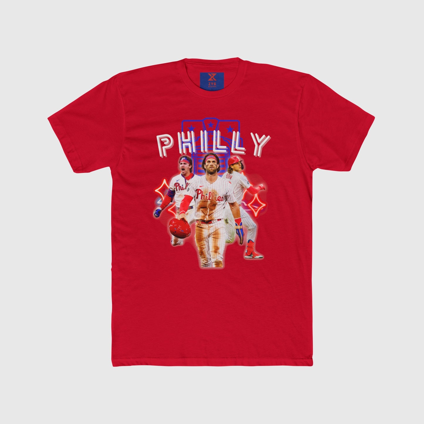 Phillies Neon Trio Tee Product Pic Front Red