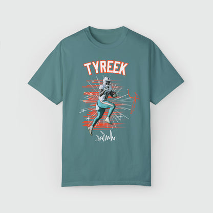 Tyreek Hill Signature Tee Peace Sign Product Pic Front Blue Spruce 