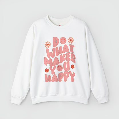 Do What Makes You Happy Crewneck Product Pic Front White