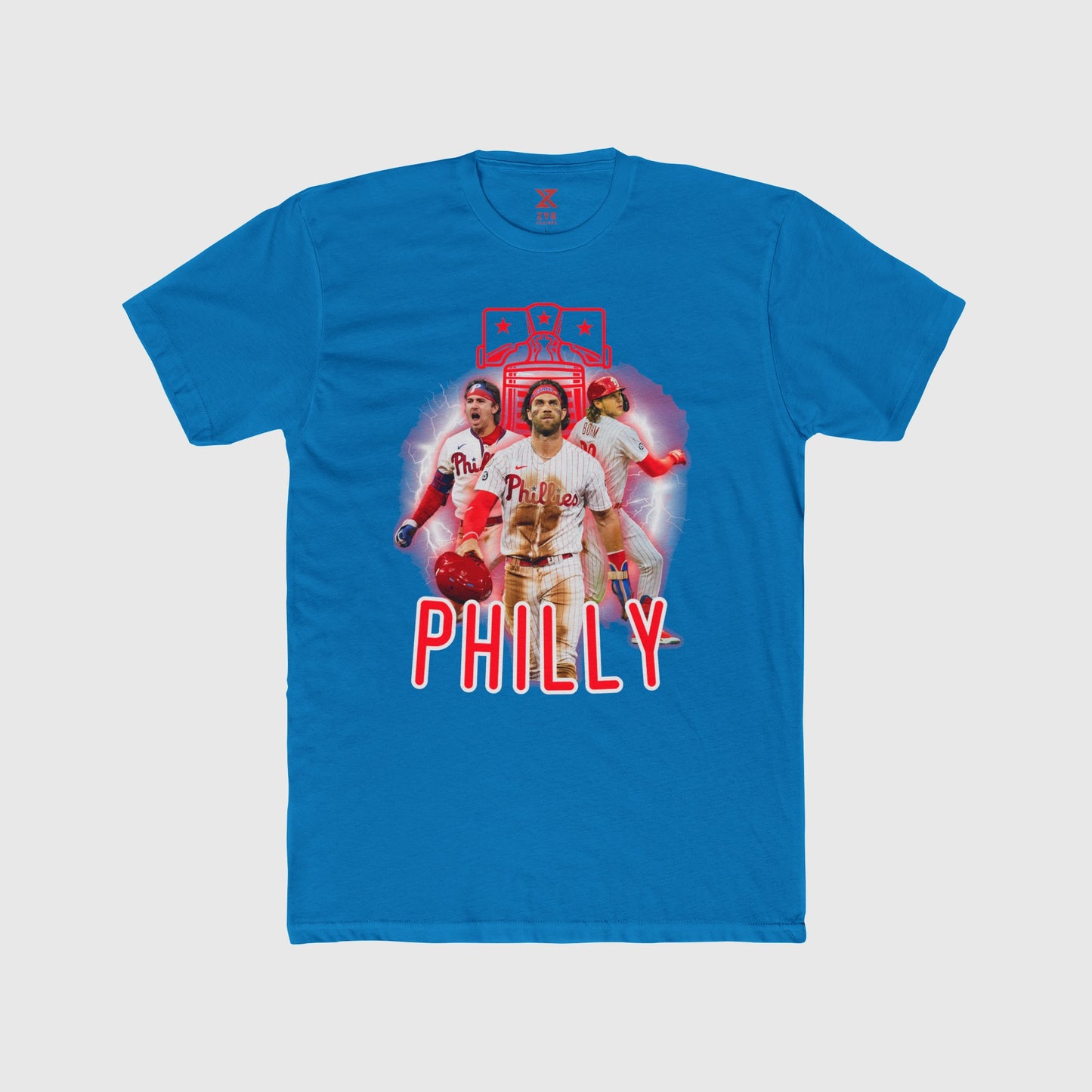 Phillies Neon Trio 2.0 Tee Product Pic Front Turquoise 